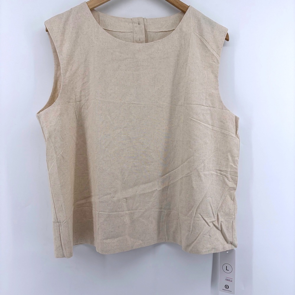 INC International Concepts Linen‎ Blend Sleeveless Shell Top Beige Large NEW